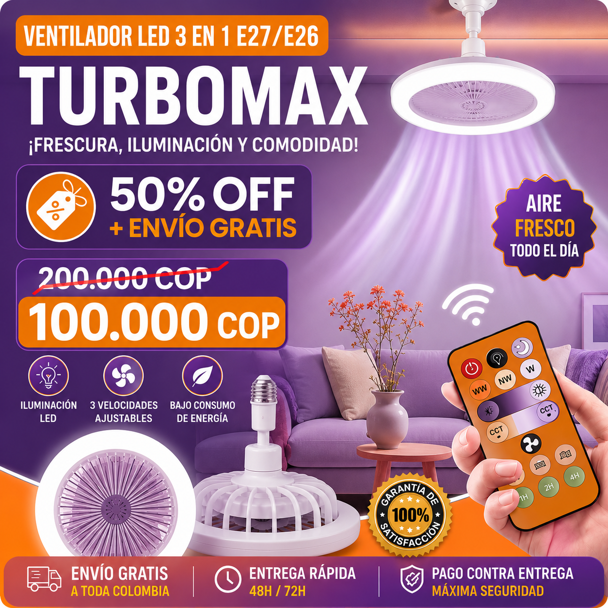 Ventilador Inteligente de LED 2 en 1 TurboMax™ - [SUPER POTENTE]